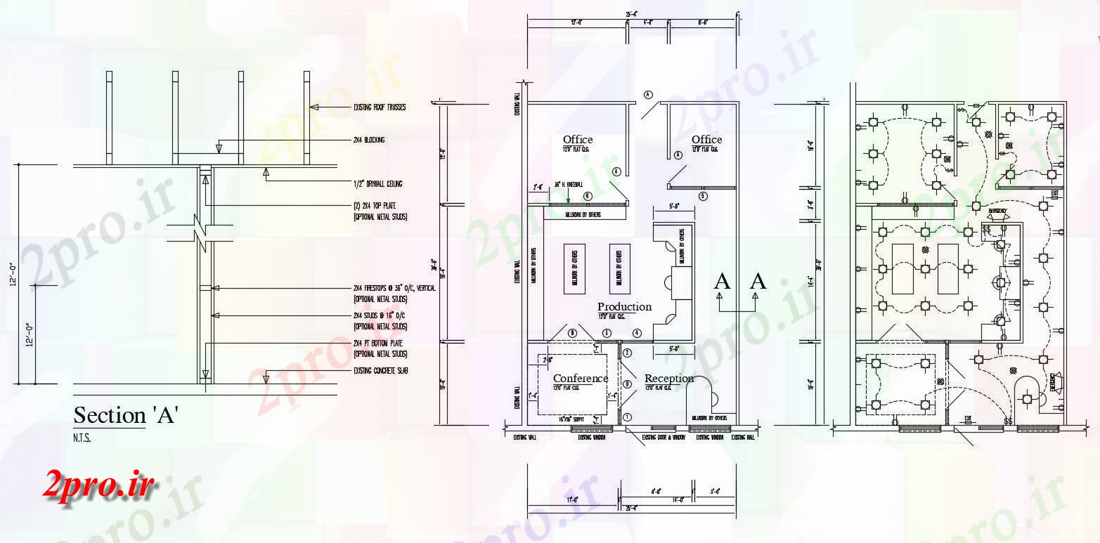 دانلود نقشه فروشگاه ، هایپر مارکت ، مرکز خرید 30×47 متر (کد33639)