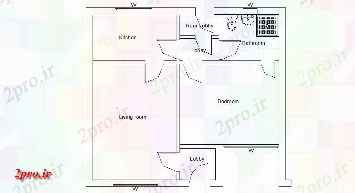 دانلود نقشه مسکونی ، مجتمع ، اپارتمان 7×7 متر (کد33651)