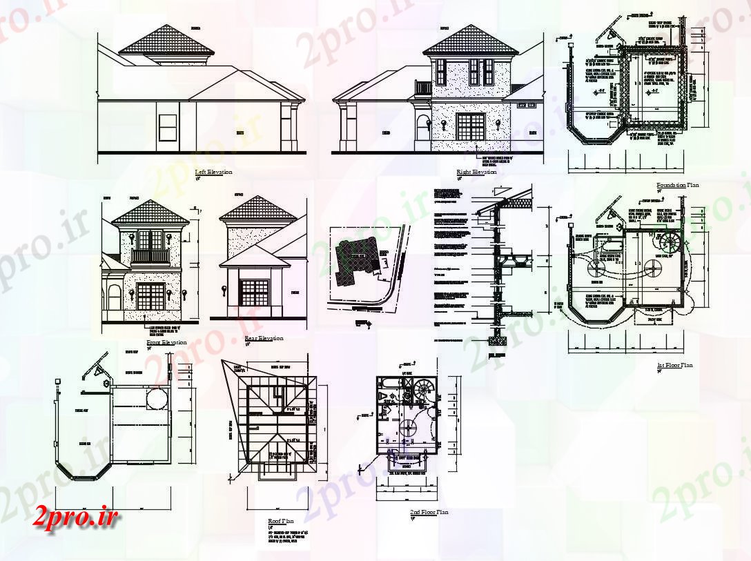 دانلود نقشه مسکونی ، ویلایی ، اپارتمان ، خانه 27×32 متر (کد33659)