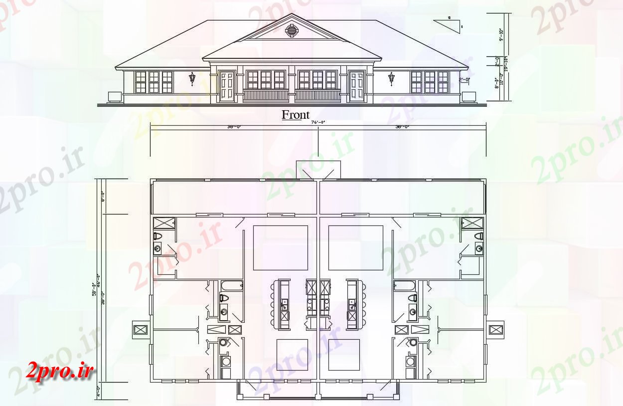 دانلود نقشه مسکونی ، ویلایی ، سقف شیروانی 6×9 متر (کد33662)