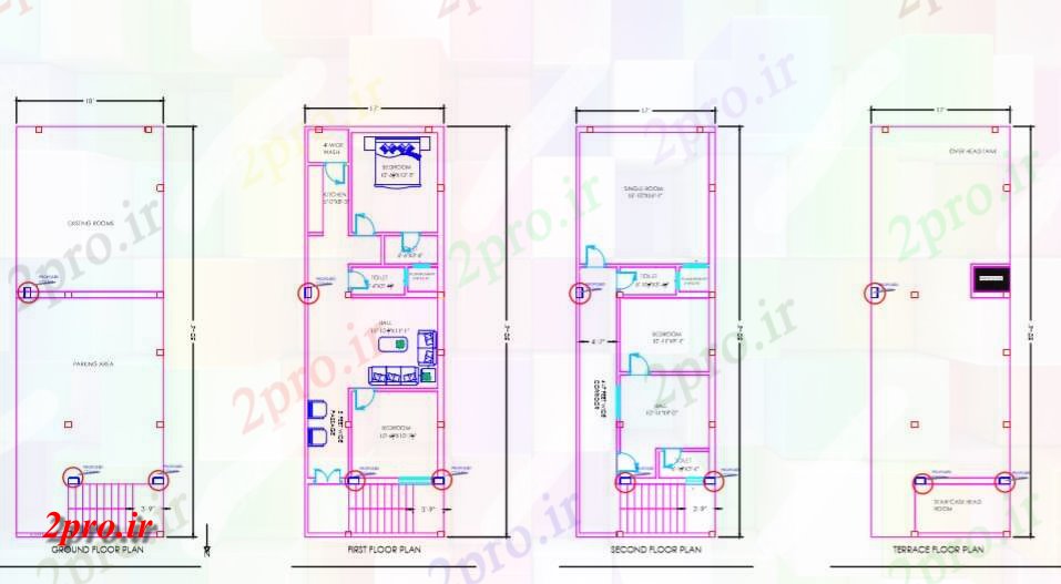 دانلود نقشه مسکونی ، اپارتمان ، ویلایی 31×90 متر (کد33717)