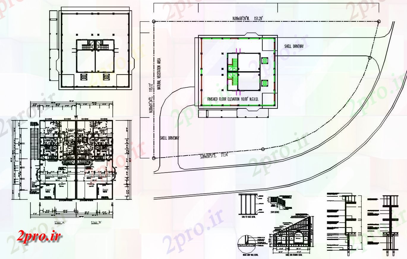 دانلود نقشه مسکونی  ، ویلایی ، آپارتمان 62×65 متر (کد33729)