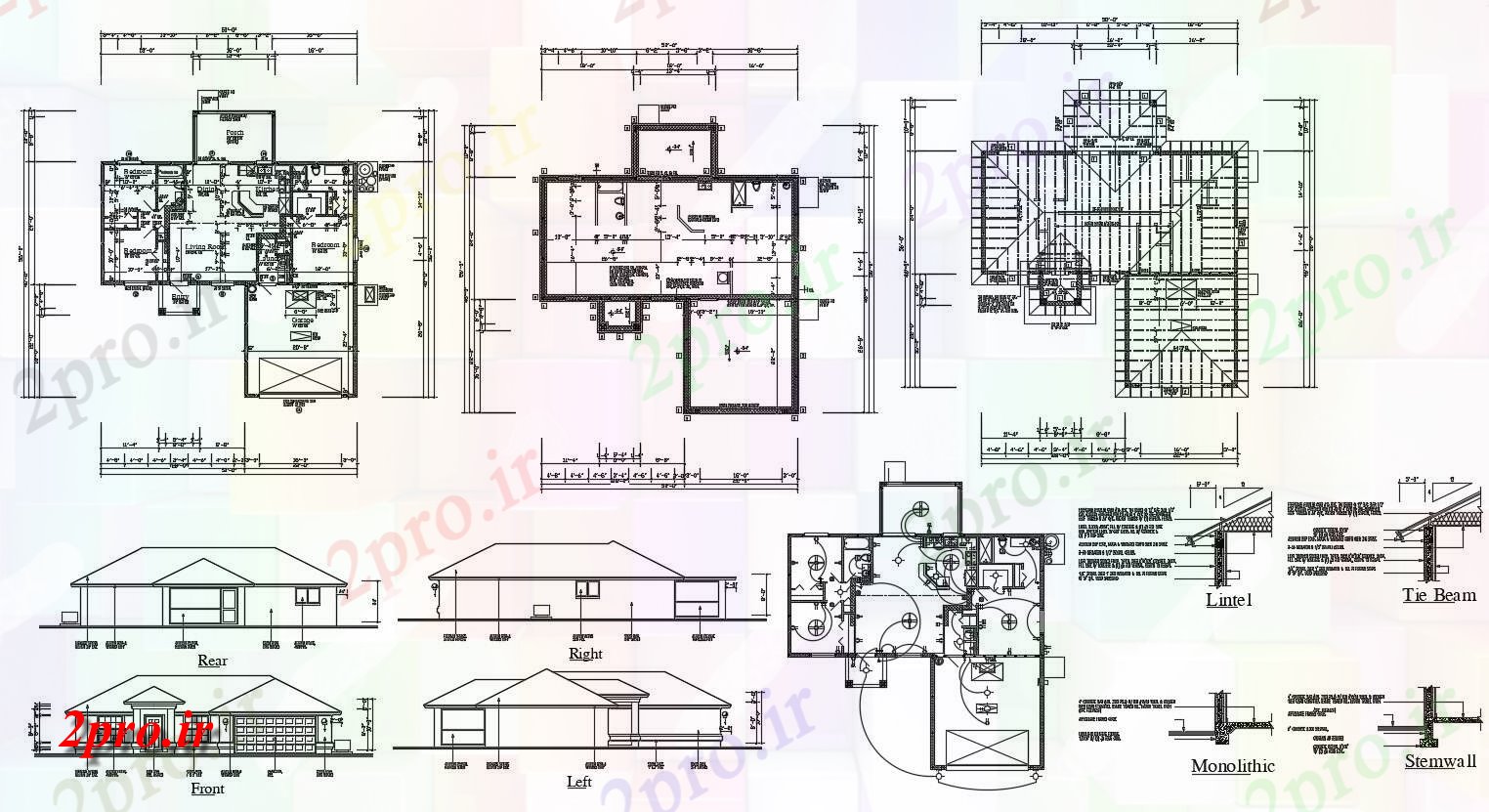 دانلود نقشه مسکونی ، ویلایی ، آپارتمان 59×66 متر 60 در 67 متر (کد33754)