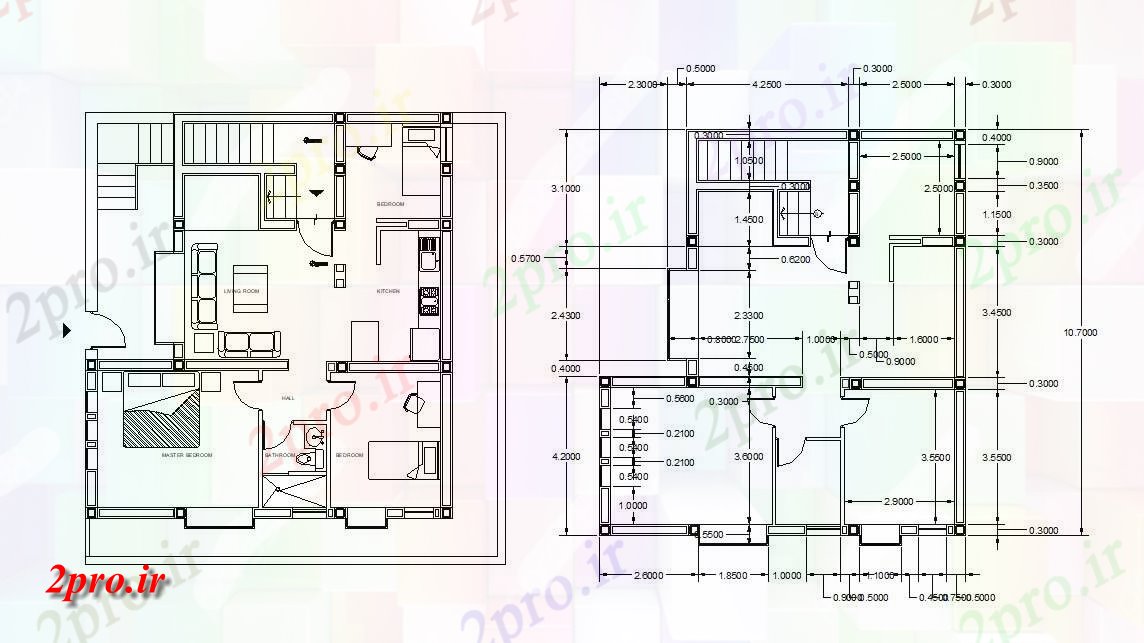 دانلود نقشه مسکونی  ، ویلایی ، آپارتمان 10×10 متر (کد33778)