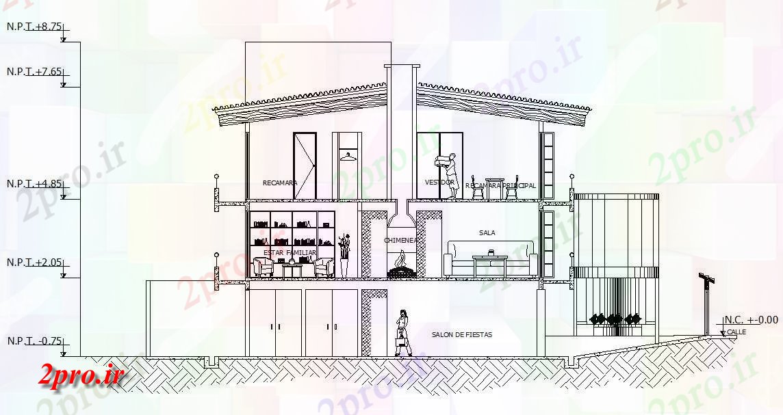 دانلود نقشه برش ویلا ، دوبلکس ، مسکونی   (کد33785)