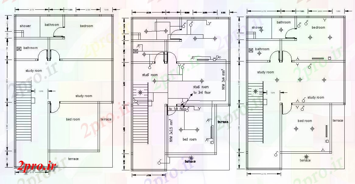 دانلود نقشه ویلا ، دوبلکس ، مسکونی 10×13 متر (کد33800)