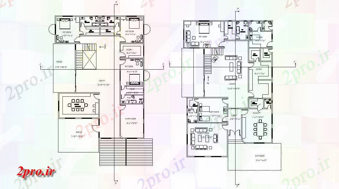 دانلود نقشه ویلا ، دوبلکس ، مسکونی 7×9 متر 63 در 87 متر (کد33823)