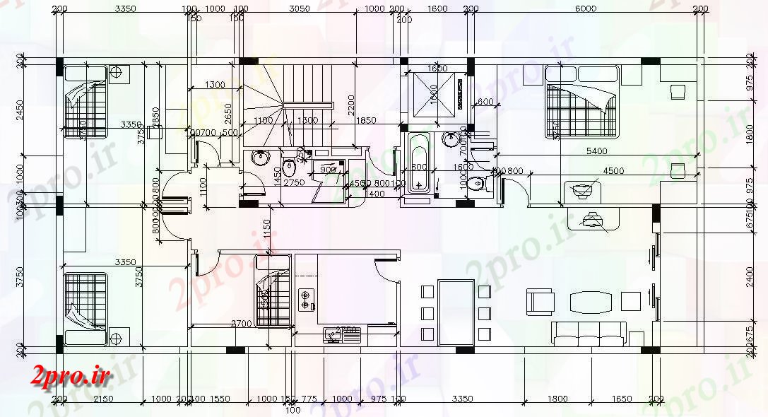 دانلود نقشه ویلا ، دوبلکس ، مسکونی 8×18 متر (کد33825)