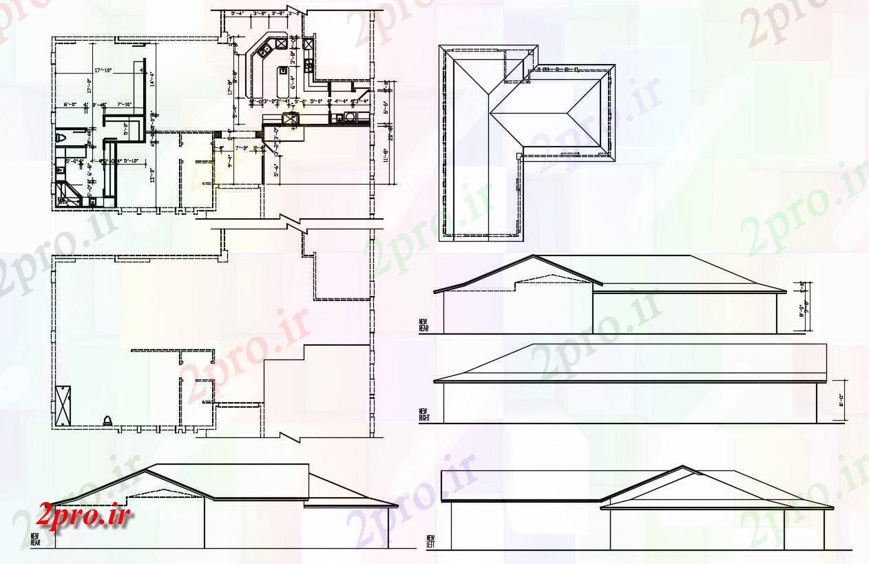 دانلود نقشه  ویلایی مسکونی به همراه جزییات سقف 55×77 متر (کد33829)