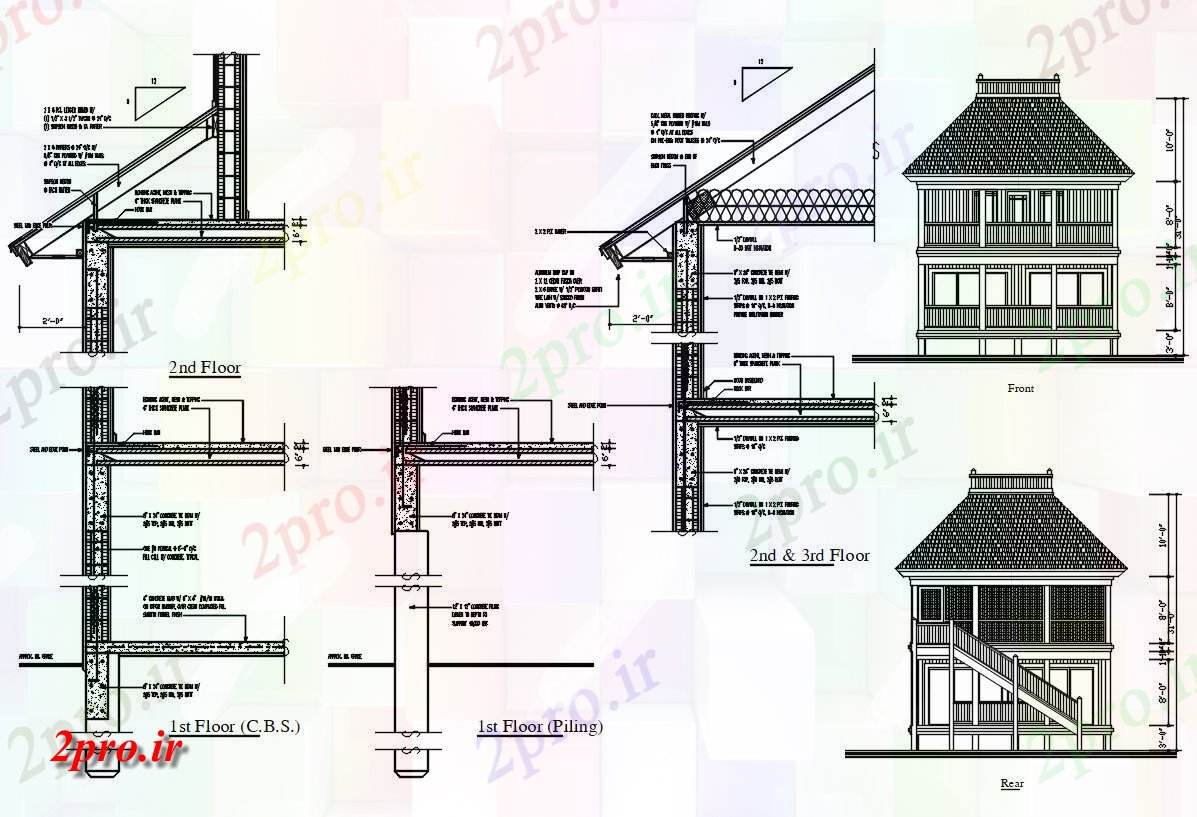 دانلود نقشه جزئیات خرپای سقف   (کد33832)