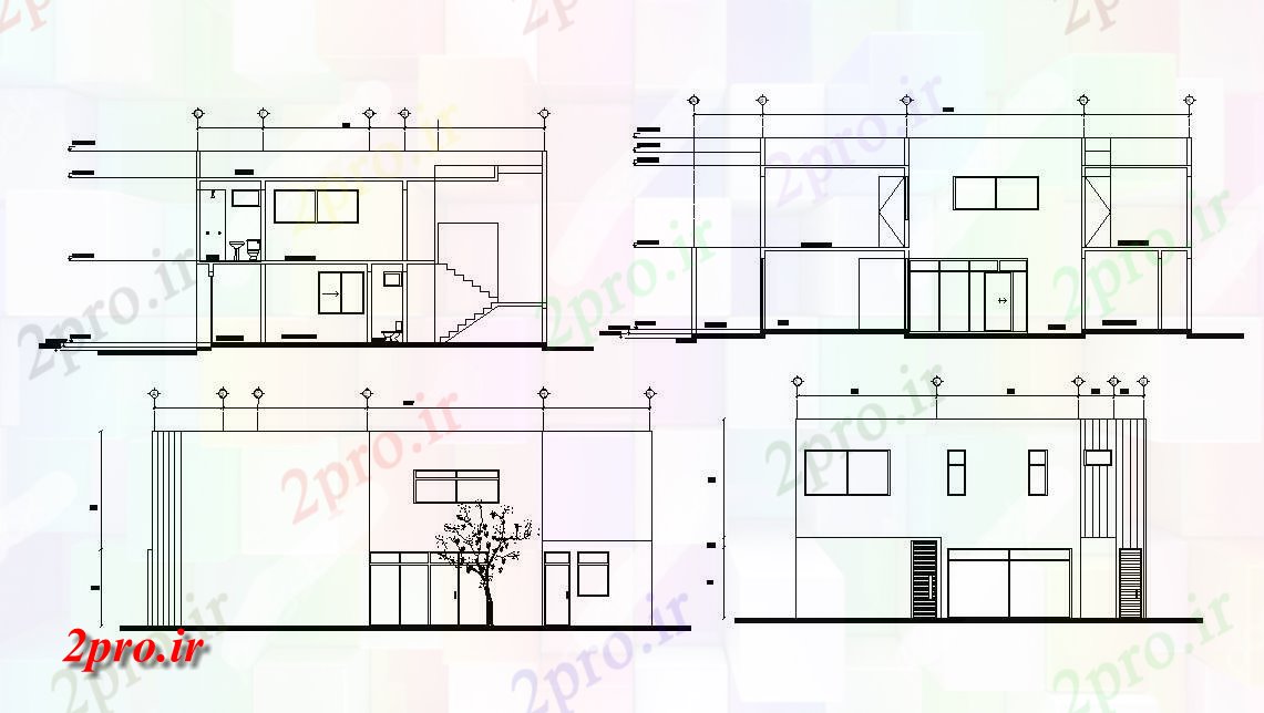 دانلود نقشه نما برش ویلا ، دوبلکس ، مسکونی   (کد33856)