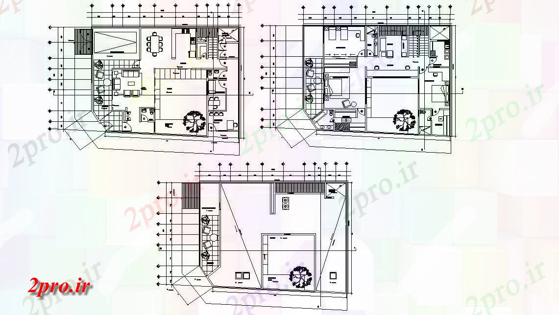 دانلود نقشه ویلا ، دوبلکس ، مسکونی 17×22 متر (کد33857)