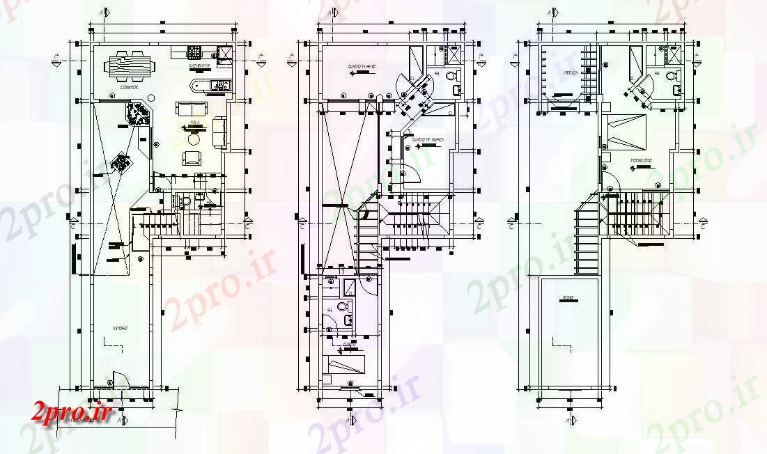 دانلود نقشه مسکونی  ، ویلایی ، آپارتمان 7×16 متر (کد33884)