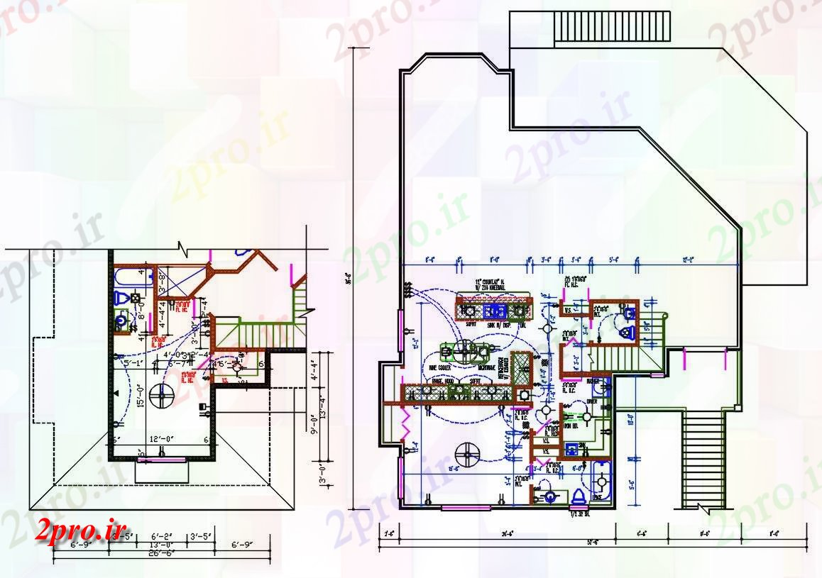 دانلود نقشه برق کشی مسکونی  ، ویلایی ، آپارتمان 32×48 متر (کد33903)