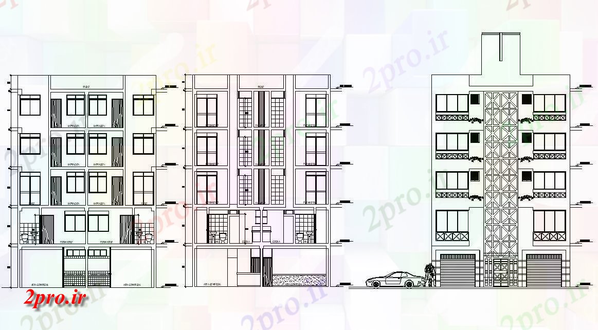 دانلود نقشه نما و برش ساختمان   (کد33904)