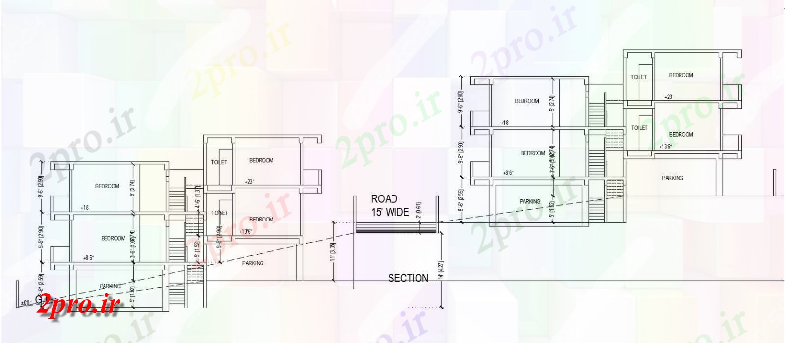 دانلود نقشه نما و برش ساختمان   (کد33937)