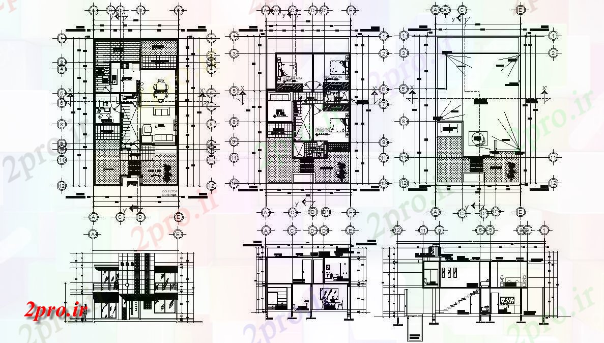 دانلود نقشه ویلا ، دوبلکس ، مسکونی با نما برش 12×20 متر 11 در 13 متر (کد33955)
