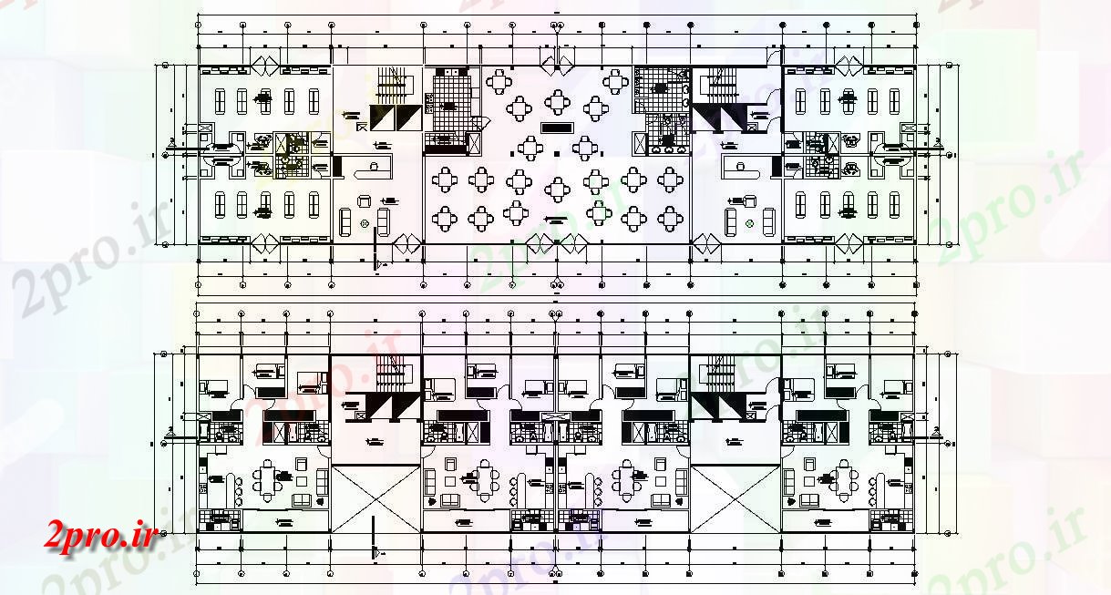 دانلود نقشه تجاری ، اداری ، دفتر کار 12×48 متر (کد33967)