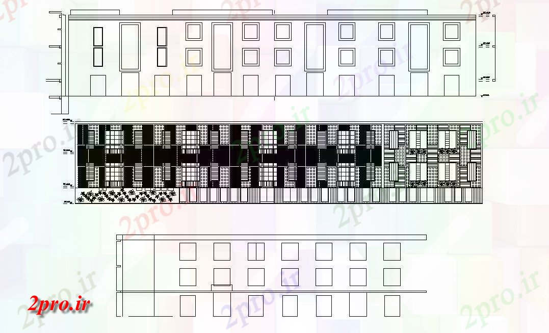 دانلود نقشه نما مسکونی  ، ویلایی ، آپارتمان   (کد33971)