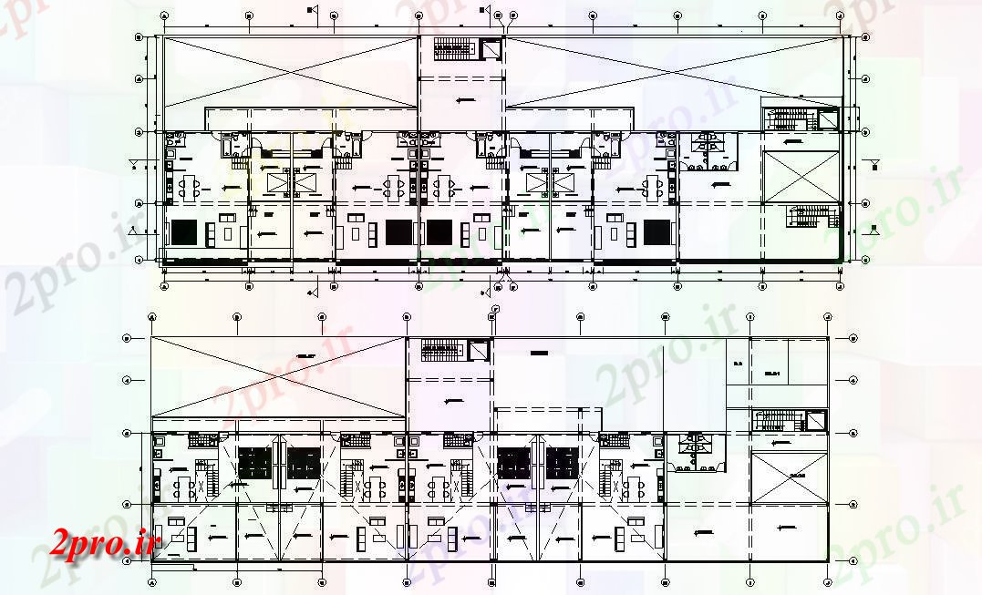 دانلود نقشه مجتمع مسکونی ، اپارتمان 21×60 متر (کد33977)