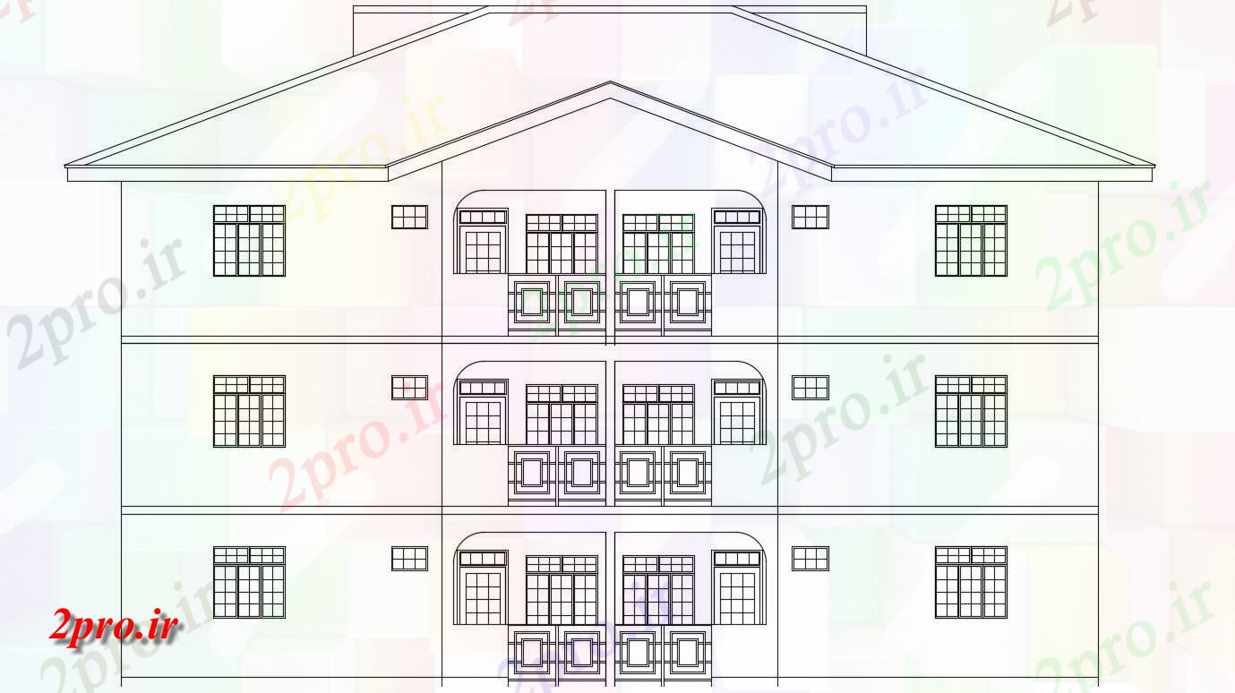 دانلود نقشه نما ساختمان مسکونی  ، ویلایی ، آپارتمان   (کد33981)