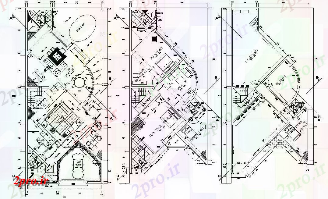 دانلود نقشه ویلا ، دوبلکس ، مسکونی 10×21 متر (کد33982)