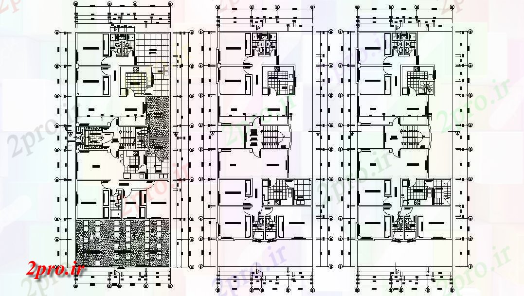 دانلود نقشه مسکونی  ، ویلایی ، آپارتمان 10×25 متر (کد33987)