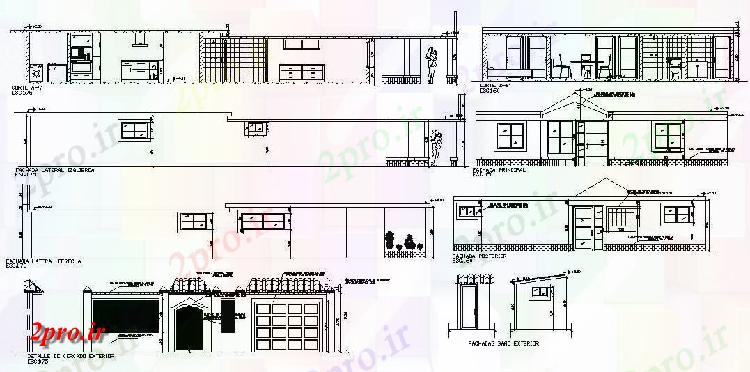 دانلود نقشه نما برش ویلا ، دوبلکس ، مسکونی   (کد33988)