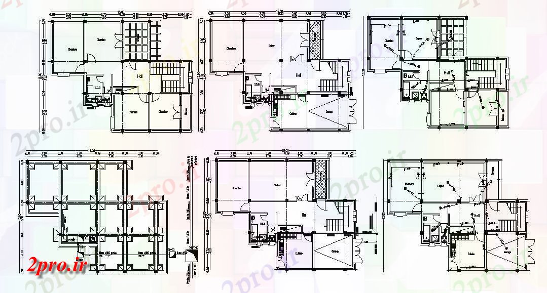 دانلود نقشه مسکونی  ، ویلایی ، آپارتمان 12×15 متر (کد34004)