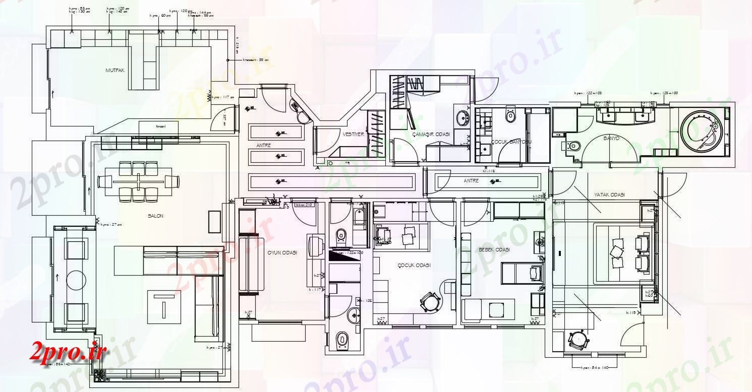 دانلود نقشه مسکونی ، ویلایی ، آپارتمان 12×25 متر 13 در 24 متر (کد34008)