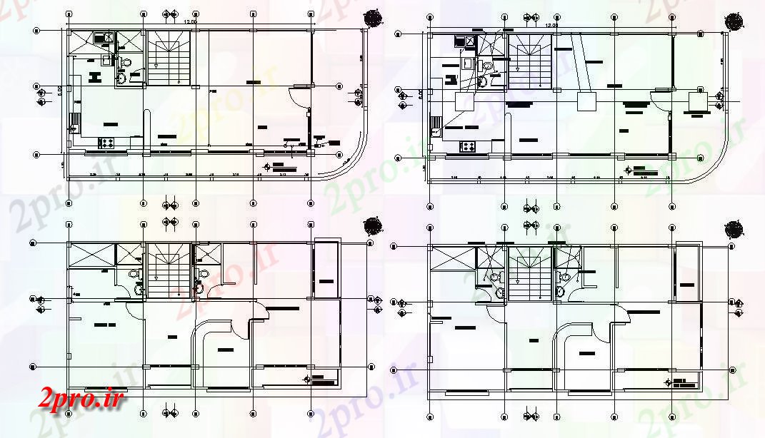 دانلود نقشه مسکونی  ، ویلایی ، آپارتمان 7×14 متر (کد34028)