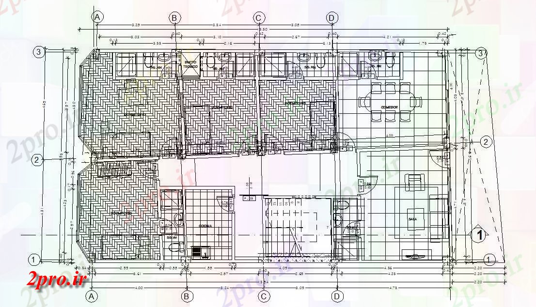 دانلود نقشه مسکونی  ، ویلایی ، آپارتمان 12×21 متر (کد34095)