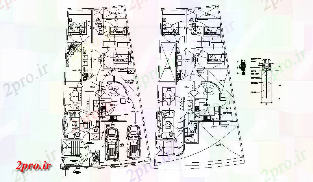 دانلود نقشه مسکونی  ، ویلایی ، آپارتمان 11×19 متر (کد34102)