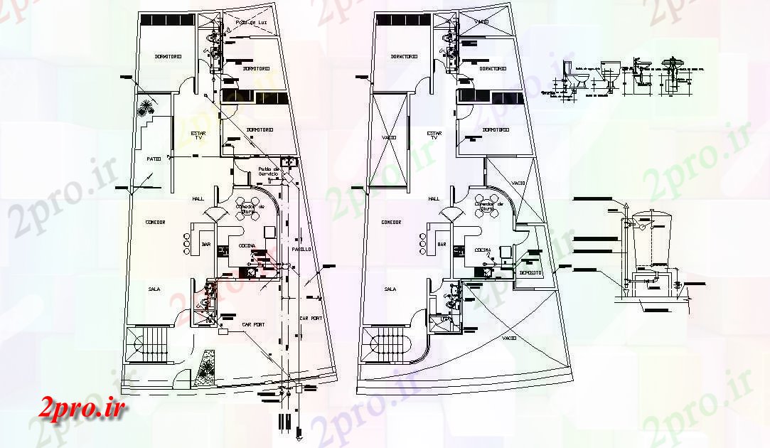 دانلود نقشه مسکونی  ، ویلایی ، آپارتمان 11×19 متر (کد34103)