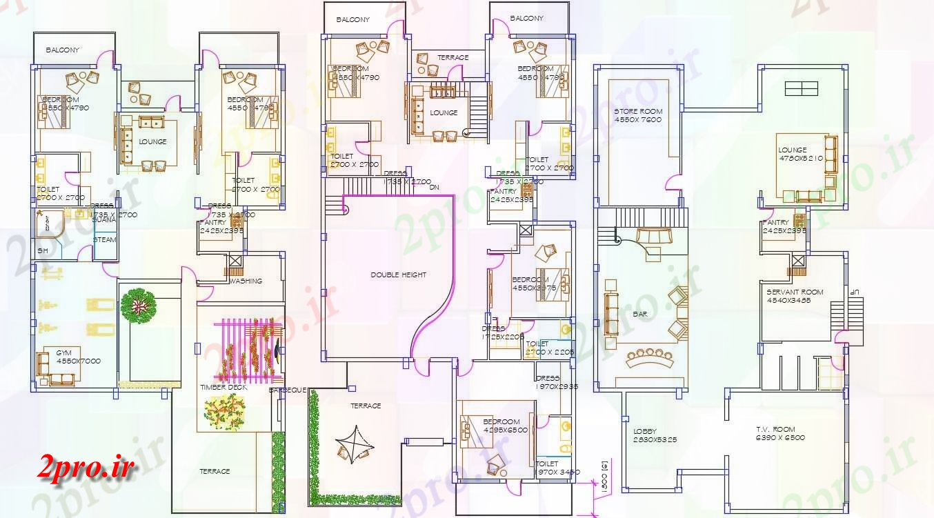 دانلود نقشه مسکونی ، ویلایی ، آپارتمان 14×28 متر 24 در 45 متر (کد34128)