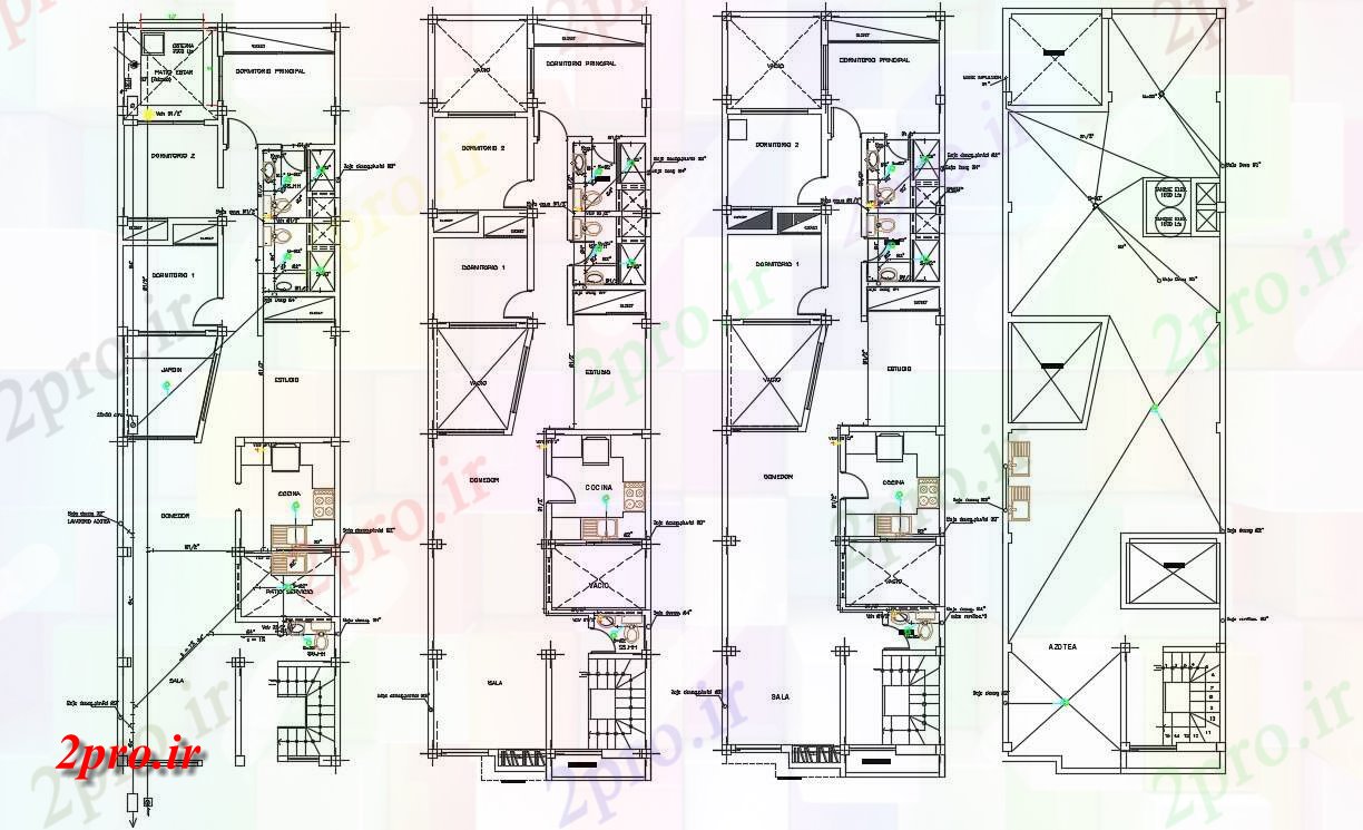 دانلود نقشه مسکونی  ، ویلایی ، آپارتمان 6×20 متر (کد34150)