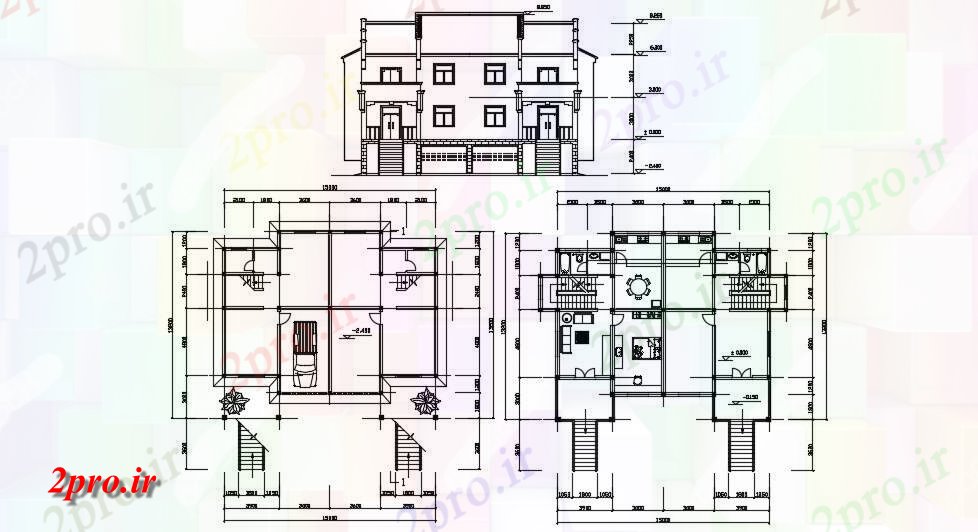 دانلود نقشه مسکونی  ، ویلایی ، آپارتمان 13×15 متر (کد34235)