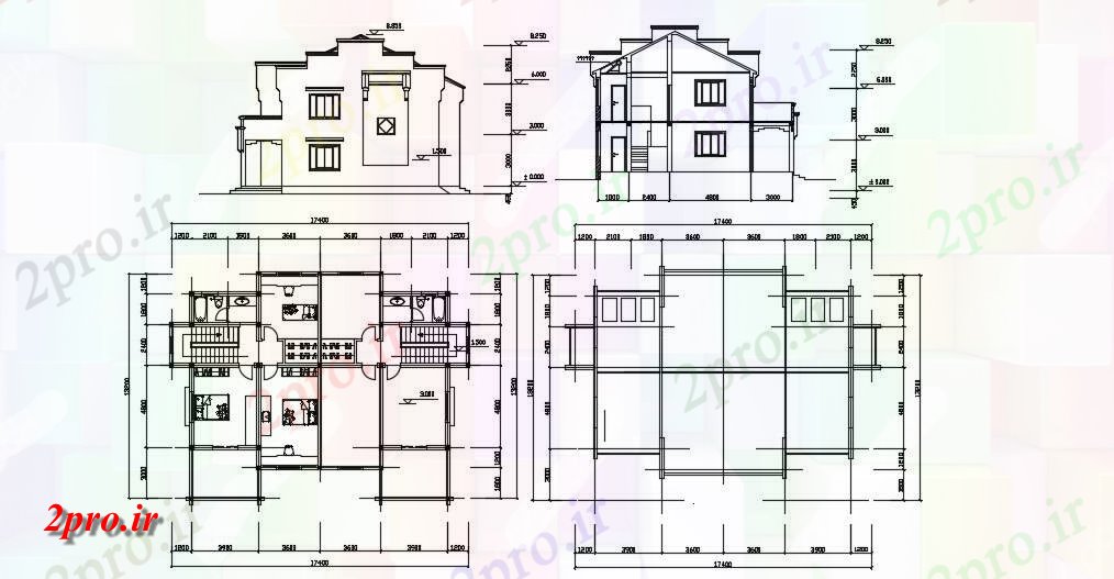 دانلود نقشه مسکونی  ، ویلایی ، آپارتمان 13×17 متر (کد34237)