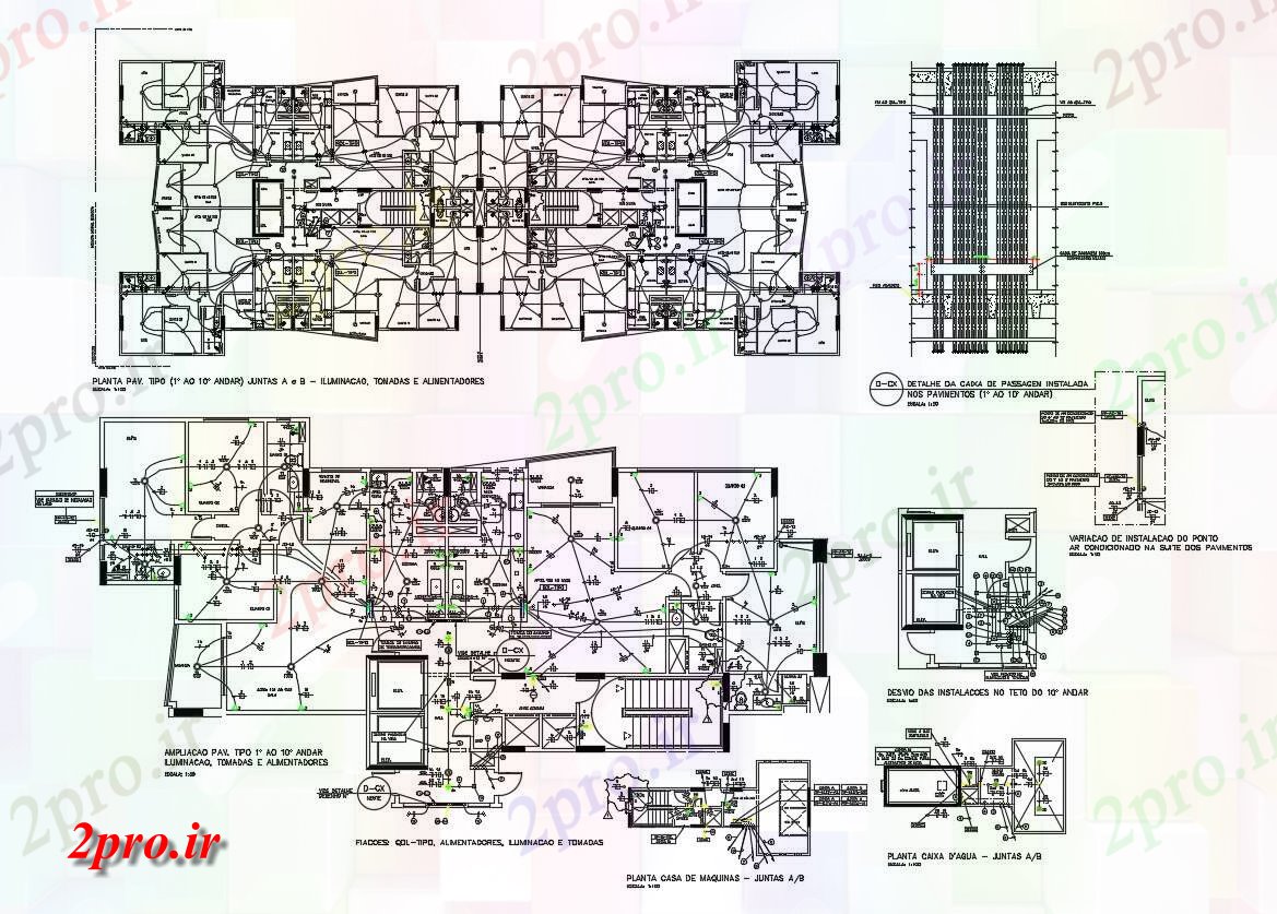 دانلود نقشه مسکونی  ، ویلایی ، آپارتمان ، برق کشی 25×51 متر (کد34297)