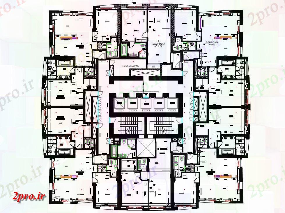 دانلود نقشه هتل لوکس 30×31 متر (کد34348)