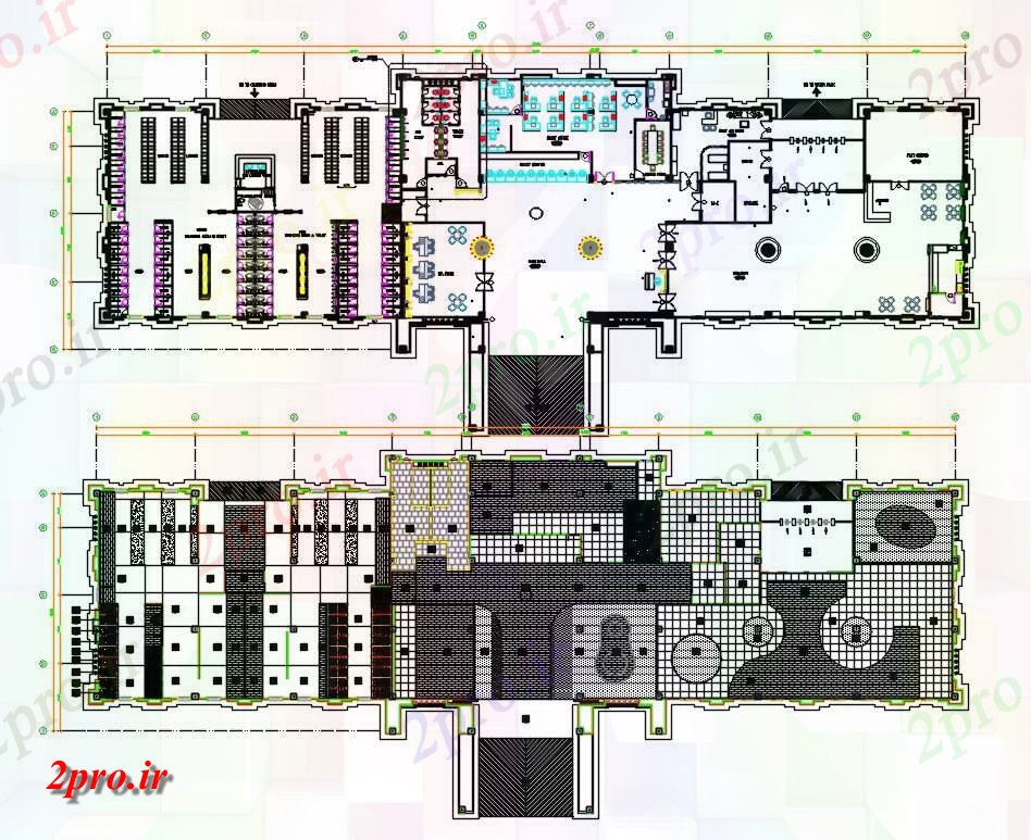دانلود نقشه پارک ابی ، استخر ، سونا ، استخر سقف دار 24×87 متر (کد34395)