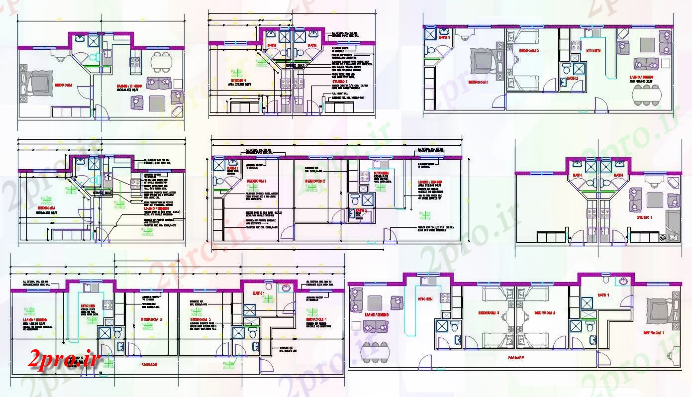 دانلود نقشه ساختمان مسکونی  ، ویلایی ، آپارتمان 5×15 متر (کد34408)