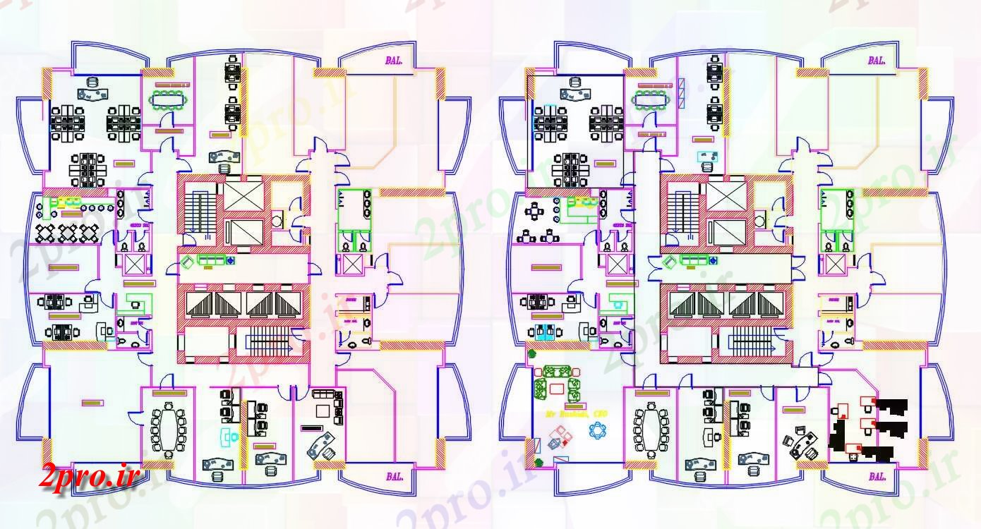 دانلود نقشه ساختمان مسکونی  ، ویلایی ، آپارتمان 33×36 متر (کد34422)