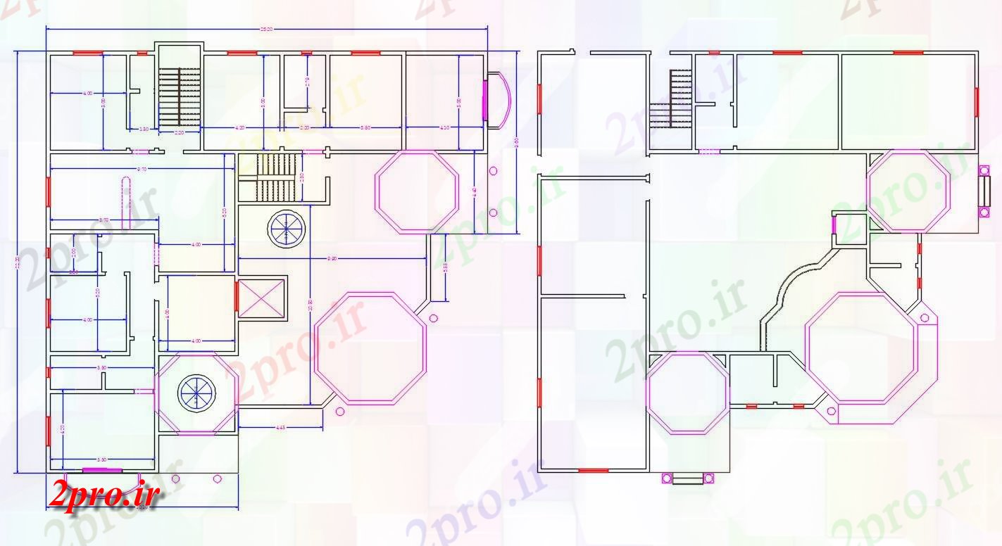 دانلود نقشه مسکونی  ، ویلایی ، آپارتمان 22×23 متر (کد34496)