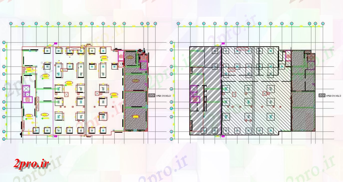 دانلود نقشه ستون گذاری ساختمان مسکونی  ، ویلایی ، آپارتمان 47×67 متر (کد34502)