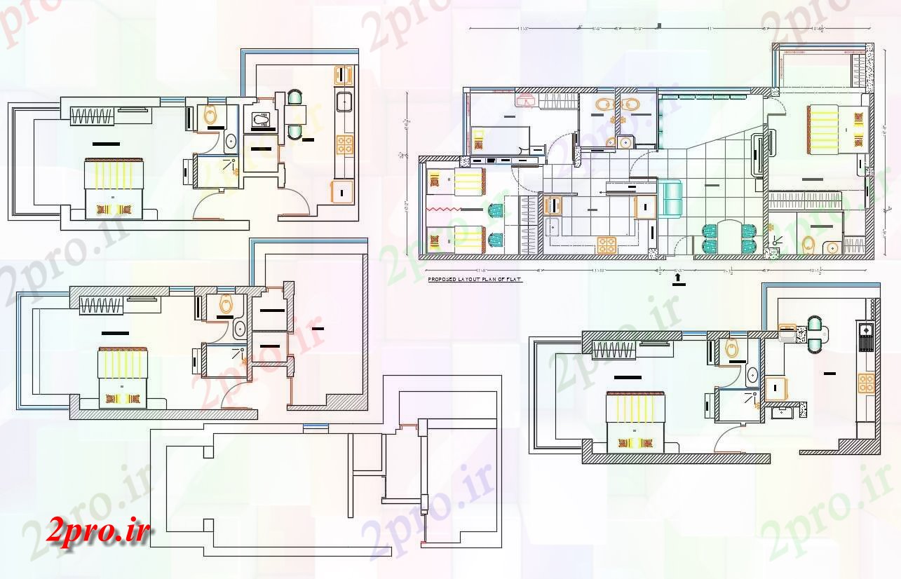 دانلود نقشه مسکونی  ، ویلایی ، آپارتمان 25×54 متر (کد34549)
