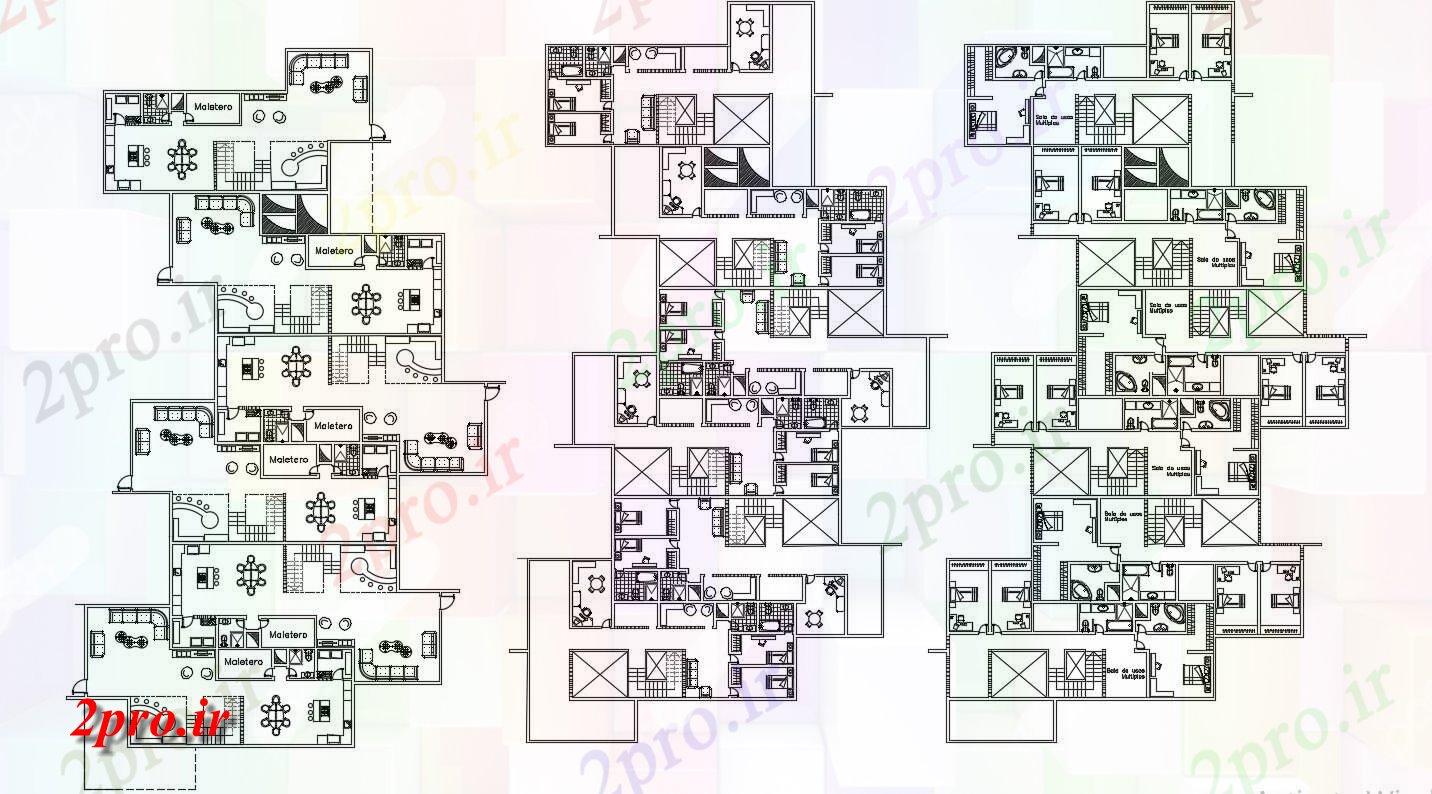 دانلود نقشه مسکونی  ، ویلایی ، آپارتمان 27×50 متر (کد34582)
