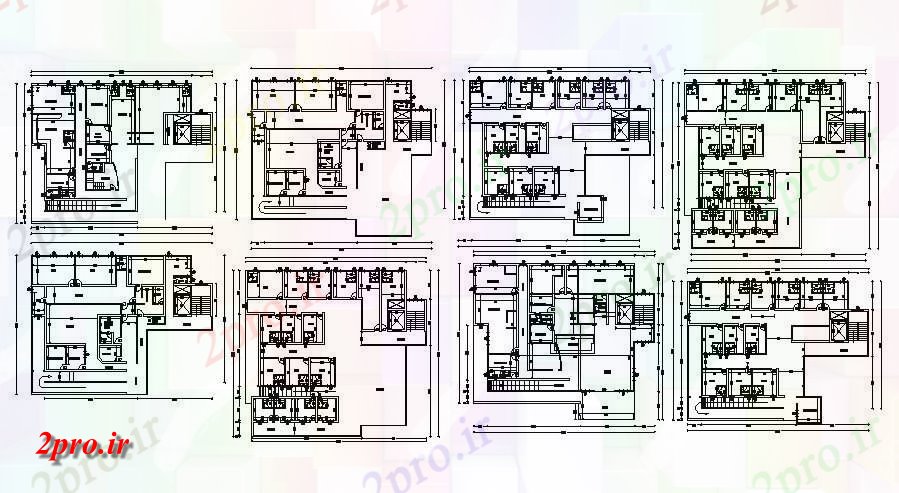 دانلود نقشه هتل ،مهمانسرا ، خوابگاه ، متل 24 در 25 متر (کد34588)