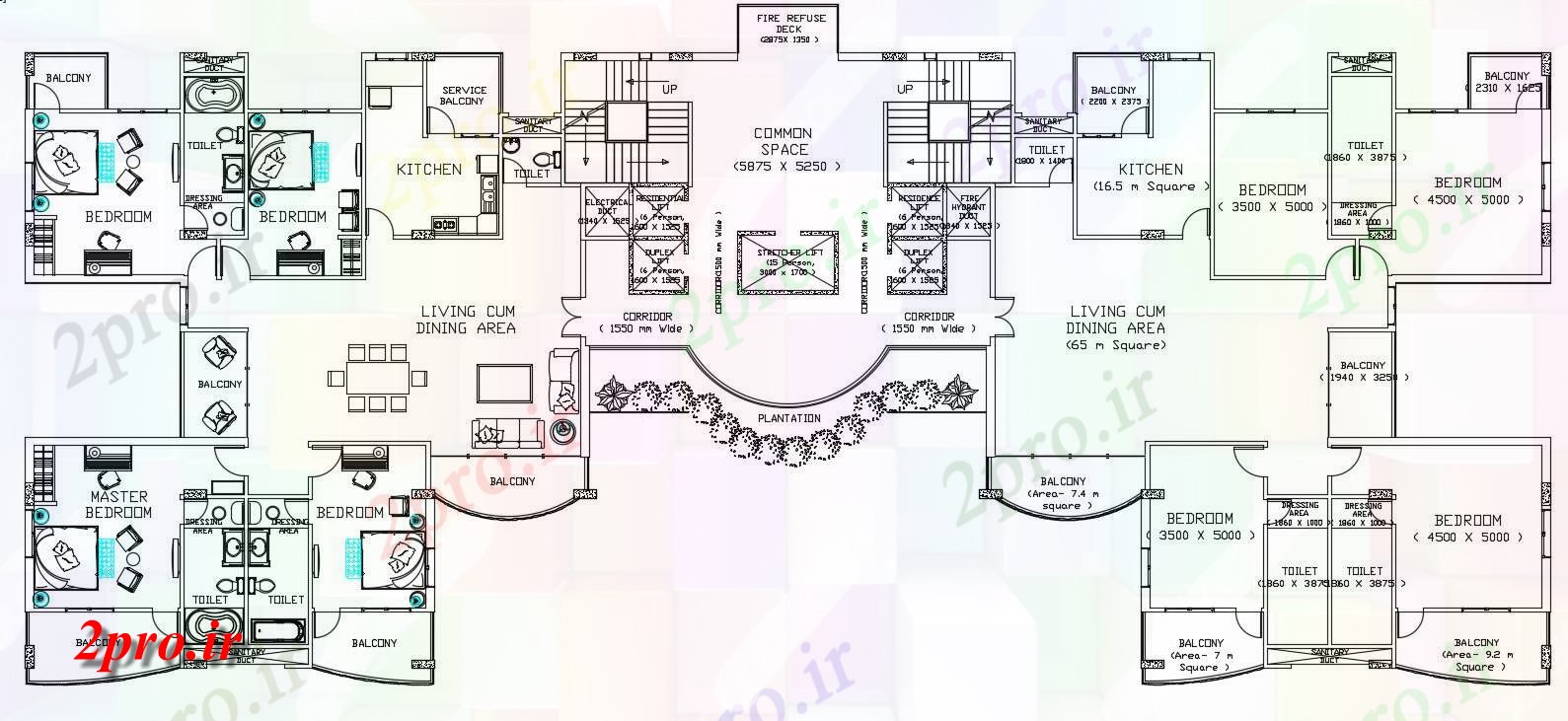دانلود نقشه ساختمان مسکونی  ، ویلایی ، آپارتمان 19×47 متر (کد34594)