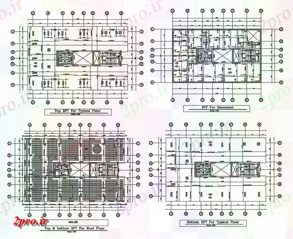 دانلود نقشه ساختمان مسکونی  ، ویلایی ، آپارتمان ، اداری ، دفتر کار ، تجاری 14×23 متر (کد34628)